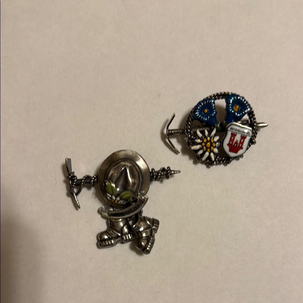Vintage Pewter Men's Hat Pin Set Switzerland and Germany